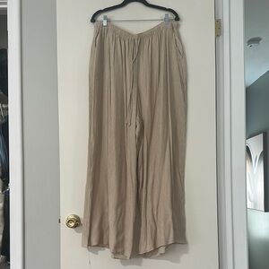 Beige Wide-Leg Pants